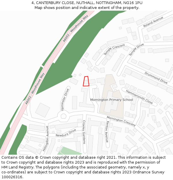 4, CANTERBURY CLOSE, NUTHALL, NOTTINGHAM, NG16 1PU: Location map and indicative extent of plot