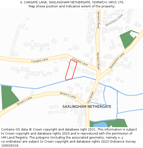 4, CARGATE LANE, SAXLINGHAM NETHERGATE, NORWICH, NR15 1TS: Location map and indicative extent of plot