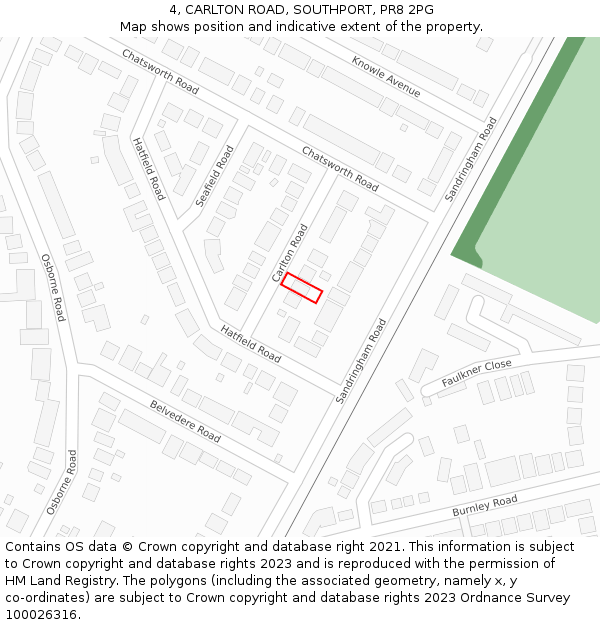 4, CARLTON ROAD, SOUTHPORT, PR8 2PG: Location map and indicative extent of plot