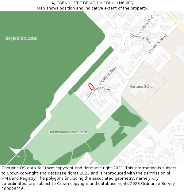 4, CARNOUSTIE DRIVE, LINCOLN, LN6 0FQ: Location map and indicative extent of plot
