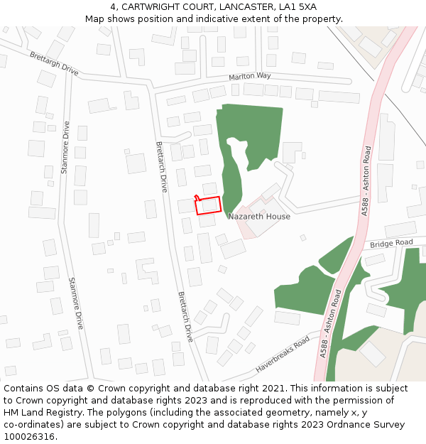 4, CARTWRIGHT COURT, LANCASTER, LA1 5XA: Location map and indicative extent of plot