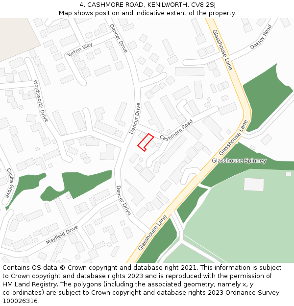 4, CASHMORE ROAD, KENILWORTH, CV8 2SJ: Location map and indicative extent of plot