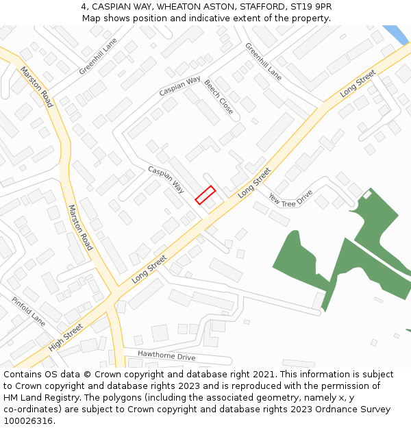 4, CASPIAN WAY, WHEATON ASTON, STAFFORD, ST19 9PR: Location map and indicative extent of plot