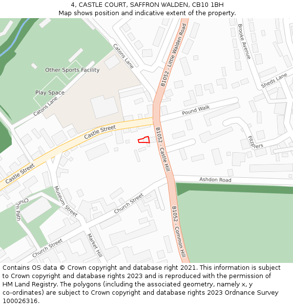 4, CASTLE COURT, SAFFRON WALDEN, CB10 1BH: Location map and indicative extent of plot