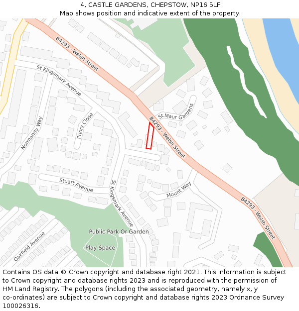 4, CASTLE GARDENS, CHEPSTOW, NP16 5LF: Location map and indicative extent of plot