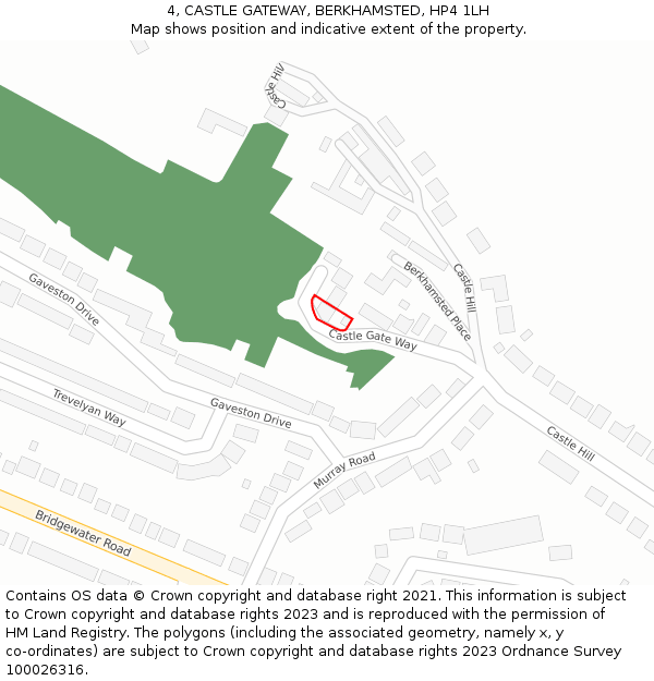 4, CASTLE GATEWAY, BERKHAMSTED, HP4 1LH: Location map and indicative extent of plot