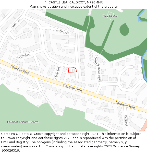 4, CASTLE LEA, CALDICOT, NP26 4HR: Location map and indicative extent of plot