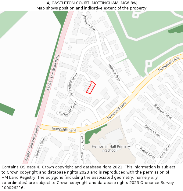 4, CASTLETON COURT, NOTTINGHAM, NG6 8WJ: Location map and indicative extent of plot