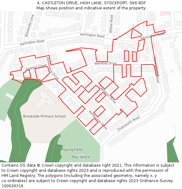 4, CASTLETON DRIVE, HIGH LANE, STOCKPORT, SK6 8DF: Location map and indicative extent of plot