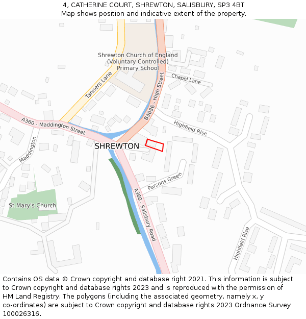 4, CATHERINE COURT, SHREWTON, SALISBURY, SP3 4BT: Location map and indicative extent of plot