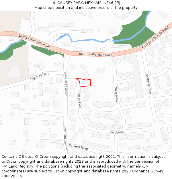 4, CAUSEY PARK, HEXHAM, NE46 2BJ: Location map and indicative extent of plot