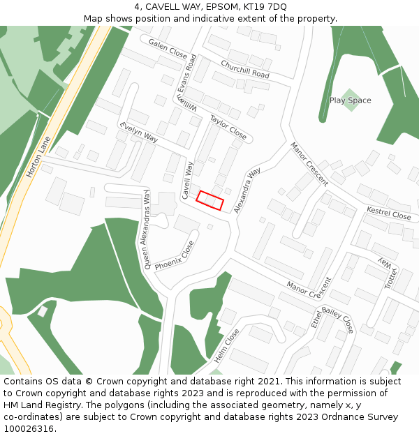 4, CAVELL WAY, EPSOM, KT19 7DQ: Location map and indicative extent of plot