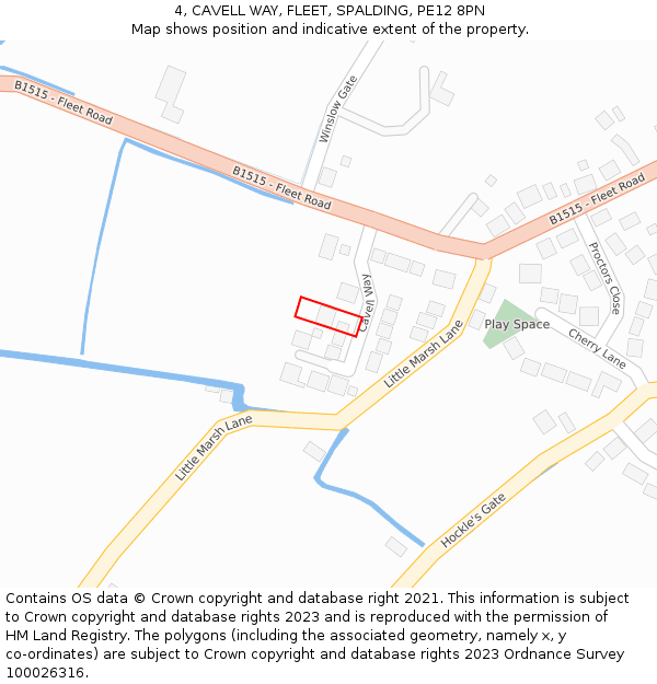4, CAVELL WAY, FLEET, SPALDING, PE12 8PN: Location map and indicative extent of plot