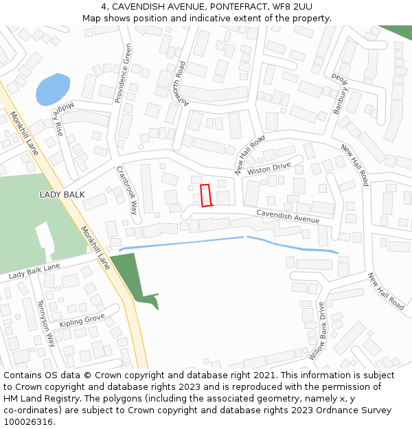 4, CAVENDISH AVENUE, PONTEFRACT, WF8 2UU: Location map and indicative extent of plot