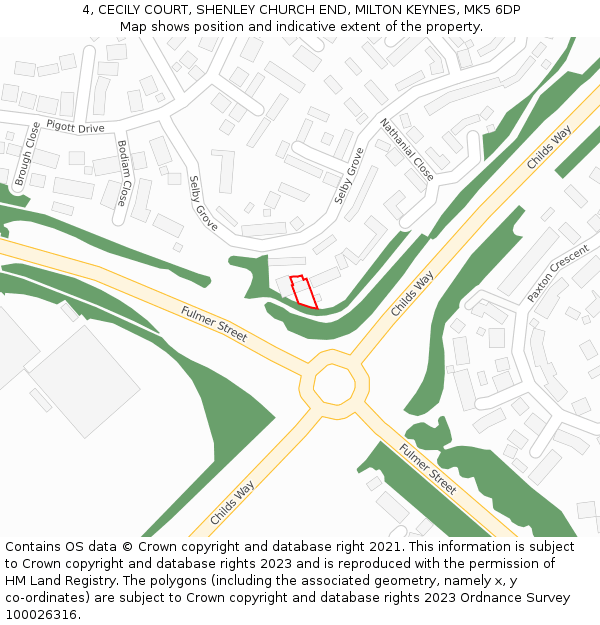 4, CECILY COURT, SHENLEY CHURCH END, MILTON KEYNES, MK5 6DP: Location map and indicative extent of plot