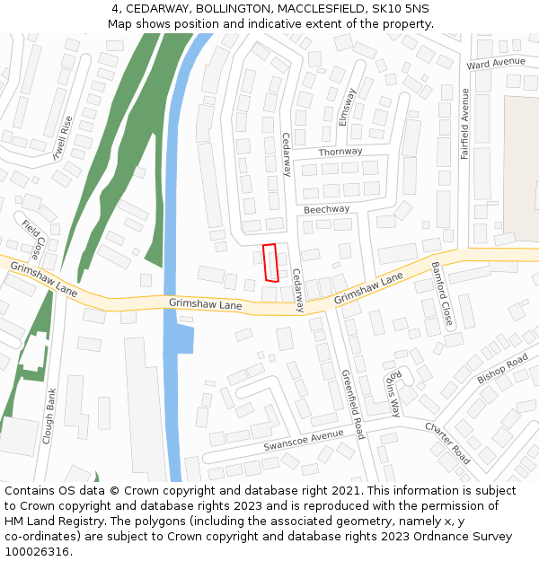 4, CEDARWAY, BOLLINGTON, MACCLESFIELD, SK10 5NS: Location map and indicative extent of plot