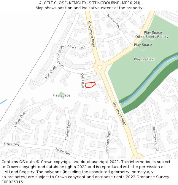 4, CELT CLOSE, KEMSLEY, SITTINGBOURNE, ME10 2NJ: Location map and indicative extent of plot