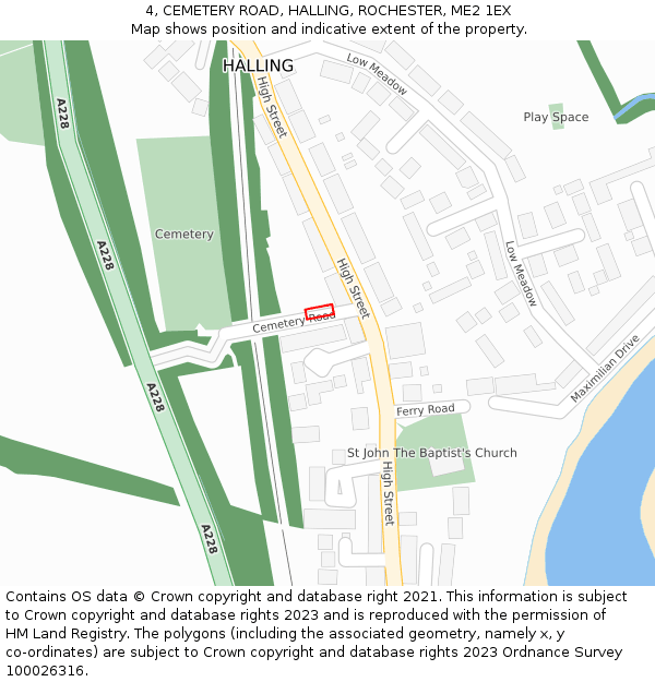 4, CEMETERY ROAD, HALLING, ROCHESTER, ME2 1EX: Location map and indicative extent of plot