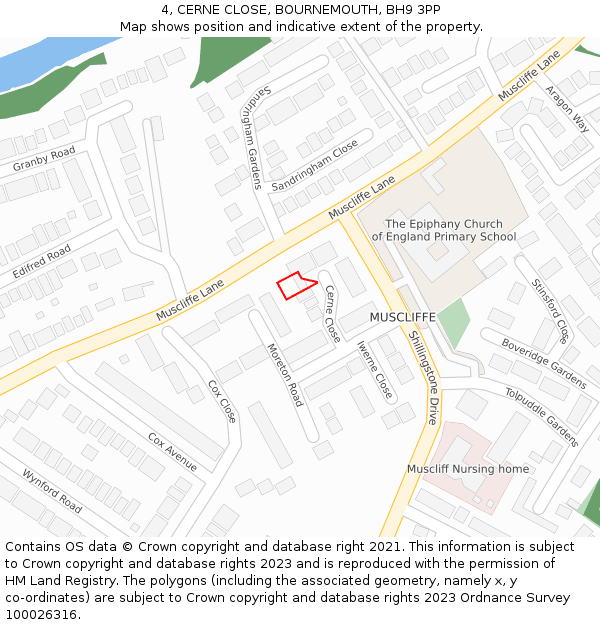 4, CERNE CLOSE, BOURNEMOUTH, BH9 3PP: Location map and indicative extent of plot