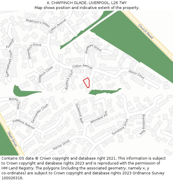 4, CHAFFINCH GLADE, LIVERPOOL, L26 7WY: Location map and indicative extent of plot