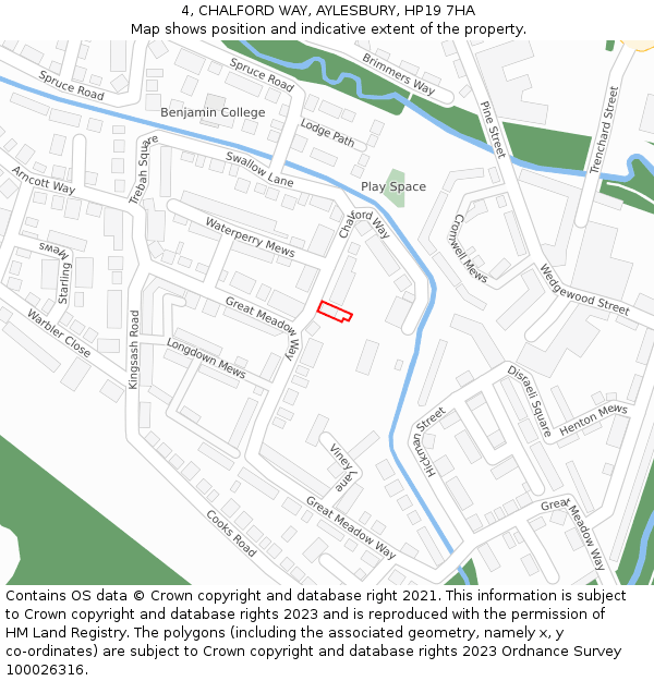 4, CHALFORD WAY, AYLESBURY, HP19 7HA: Location map and indicative extent of plot