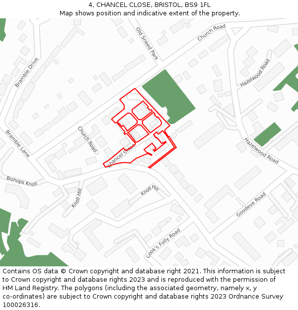 4, CHANCEL CLOSE, BRISTOL, BS9 1FL: Location map and indicative extent of plot