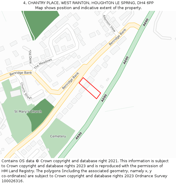 4, CHANTRY PLACE, WEST RAINTON, HOUGHTON LE SPRING, DH4 6PP: Location map and indicative extent of plot