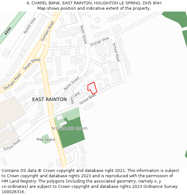 4, CHAPEL BANK, EAST RAINTON, HOUGHTON LE SPRING, DH5 9NH: Location map and indicative extent of plot