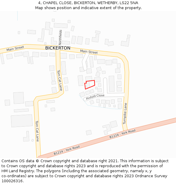 4, CHAPEL CLOSE, BICKERTON, WETHERBY, LS22 5NA: Location map and indicative extent of plot