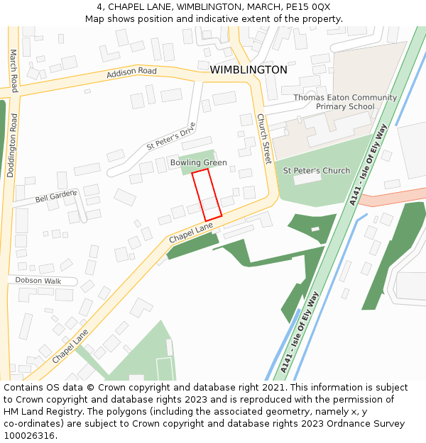 4, CHAPEL LANE, WIMBLINGTON, MARCH, PE15 0QX: Location map and indicative extent of plot