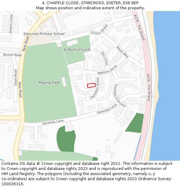 4, CHAPPLE CLOSE, STARCROSS, EXETER, EX6 8EP: Location map and indicative extent of plot