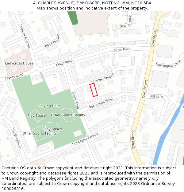 4, CHARLES AVENUE, SANDIACRE, NOTTINGHAM, NG10 5BX: Location map and indicative extent of plot