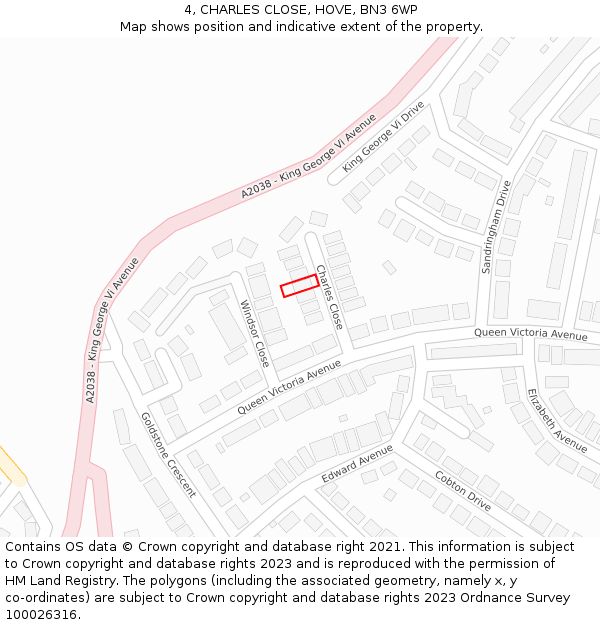 4, CHARLES CLOSE, HOVE, BN3 6WP: Location map and indicative extent of plot