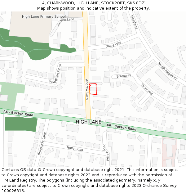 4, CHARNWOOD, HIGH LANE, STOCKPORT, SK6 8DZ: Location map and indicative extent of plot