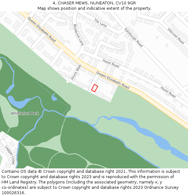 4, CHASER MEWS, NUNEATON, CV10 9GR: Location map and indicative extent of plot