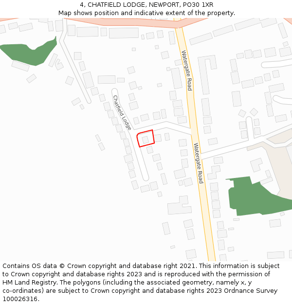 4, CHATFIELD LODGE, NEWPORT, PO30 1XR: Location map and indicative extent of plot