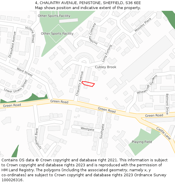 4, CHAUNTRY AVENUE, PENISTONE, SHEFFIELD, S36 6EE: Location map and indicative extent of plot