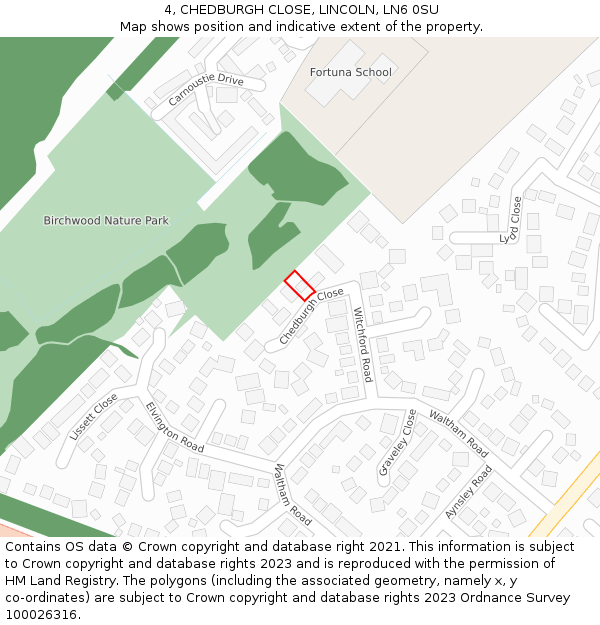 4, CHEDBURGH CLOSE, LINCOLN, LN6 0SU: Location map and indicative extent of plot