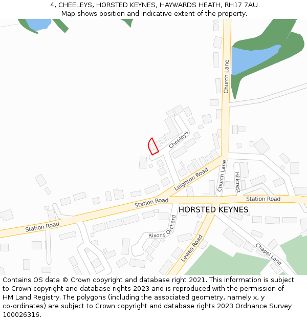 4, CHEELEYS, HORSTED KEYNES, HAYWARDS HEATH, RH17 7AU: Location map and indicative extent of plot