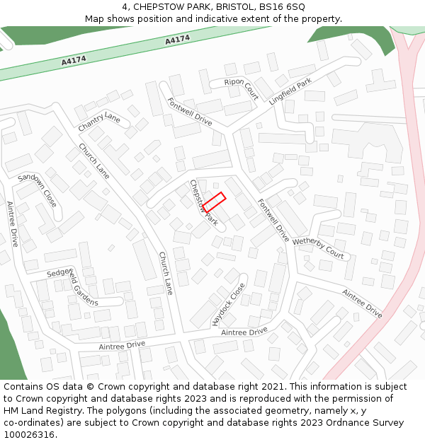 4, CHEPSTOW PARK, BRISTOL, BS16 6SQ: Location map and indicative extent of plot