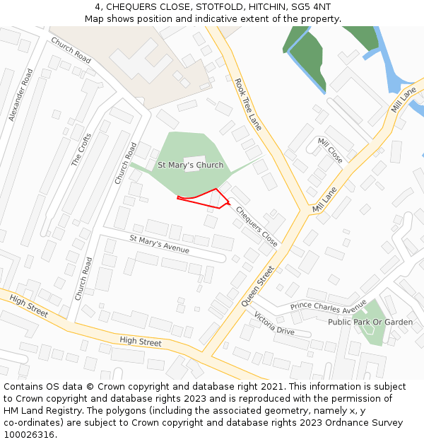 4, CHEQUERS CLOSE, STOTFOLD, HITCHIN, SG5 4NT: Location map and indicative extent of plot