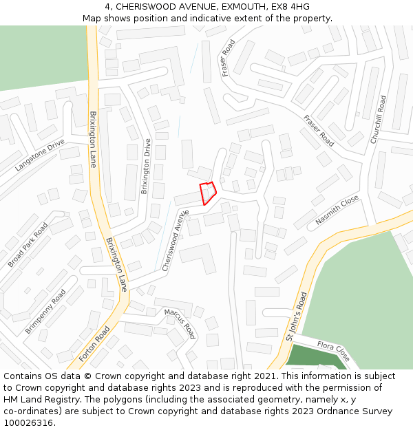 4, CHERISWOOD AVENUE, EXMOUTH, EX8 4HG: Location map and indicative extent of plot