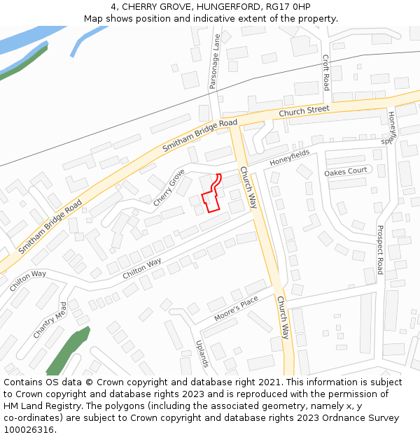 4, CHERRY GROVE, HUNGERFORD, RG17 0HP: Location map and indicative extent of plot