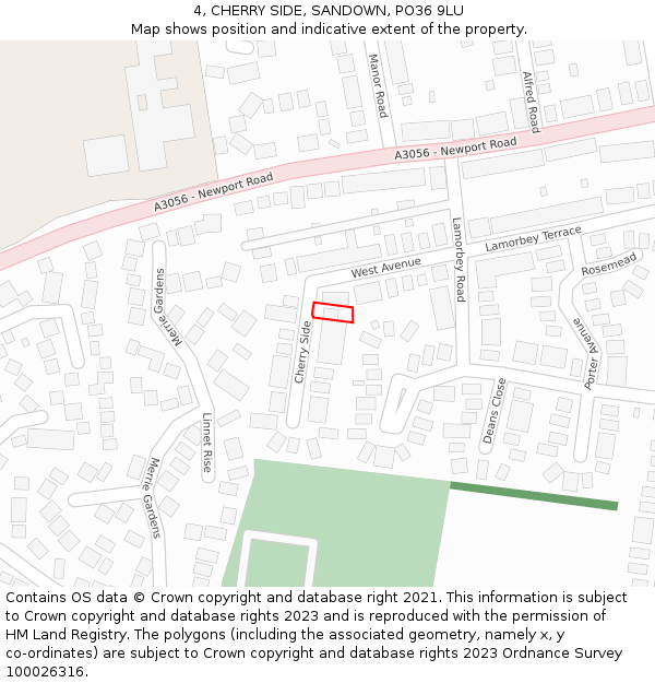 4, CHERRY SIDE, SANDOWN, PO36 9LU: Location map and indicative extent of plot