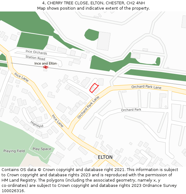 4, CHERRY TREE CLOSE, ELTON, CHESTER, CH2 4NH: Location map and indicative extent of plot