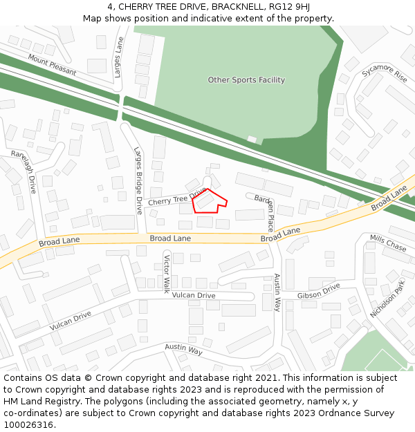 4, CHERRY TREE DRIVE, BRACKNELL, RG12 9HJ: Location map and indicative extent of plot