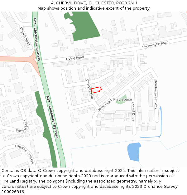 4, CHERVIL DRIVE, CHICHESTER, PO20 2NH: Location map and indicative extent of plot