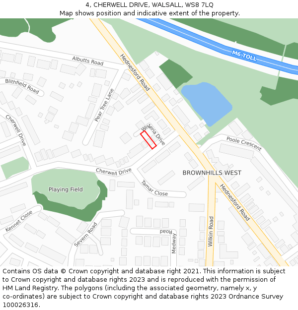 4, CHERWELL DRIVE, WALSALL, WS8 7LQ: Location map and indicative extent of plot