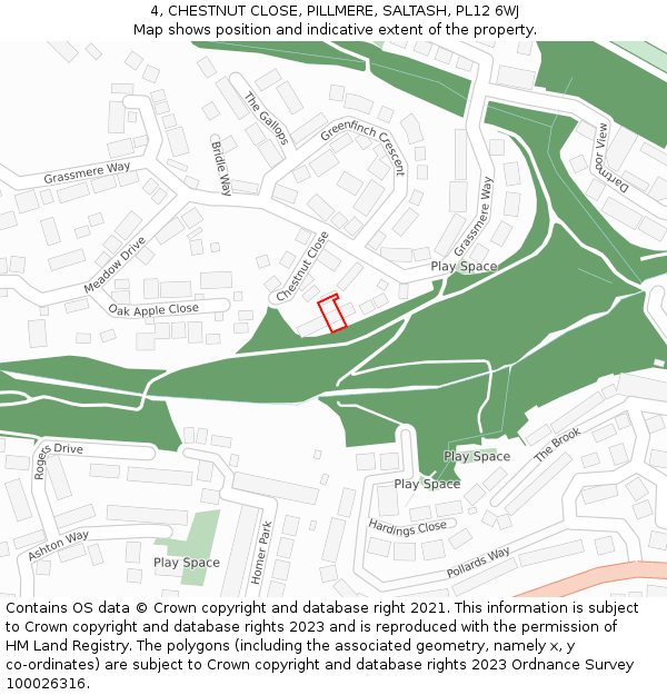 4, CHESTNUT CLOSE, PILLMERE, SALTASH, PL12 6WJ: Location map and indicative extent of plot