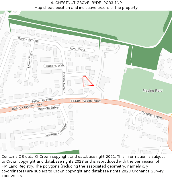 4, CHESTNUT GROVE, RYDE, PO33 1NP: Location map and indicative extent of plot